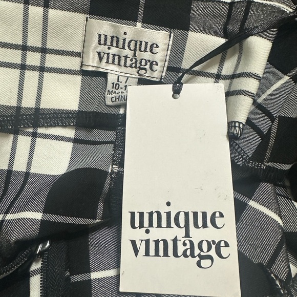Unique Vintage Monochrome Plaid Pencil Skirt - Picture 4 of 5